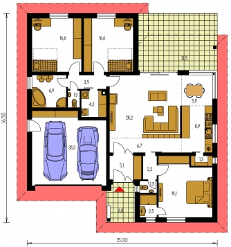 Image miroir | Plan de sol du rez-de-chaussée - BUNGALOW 138